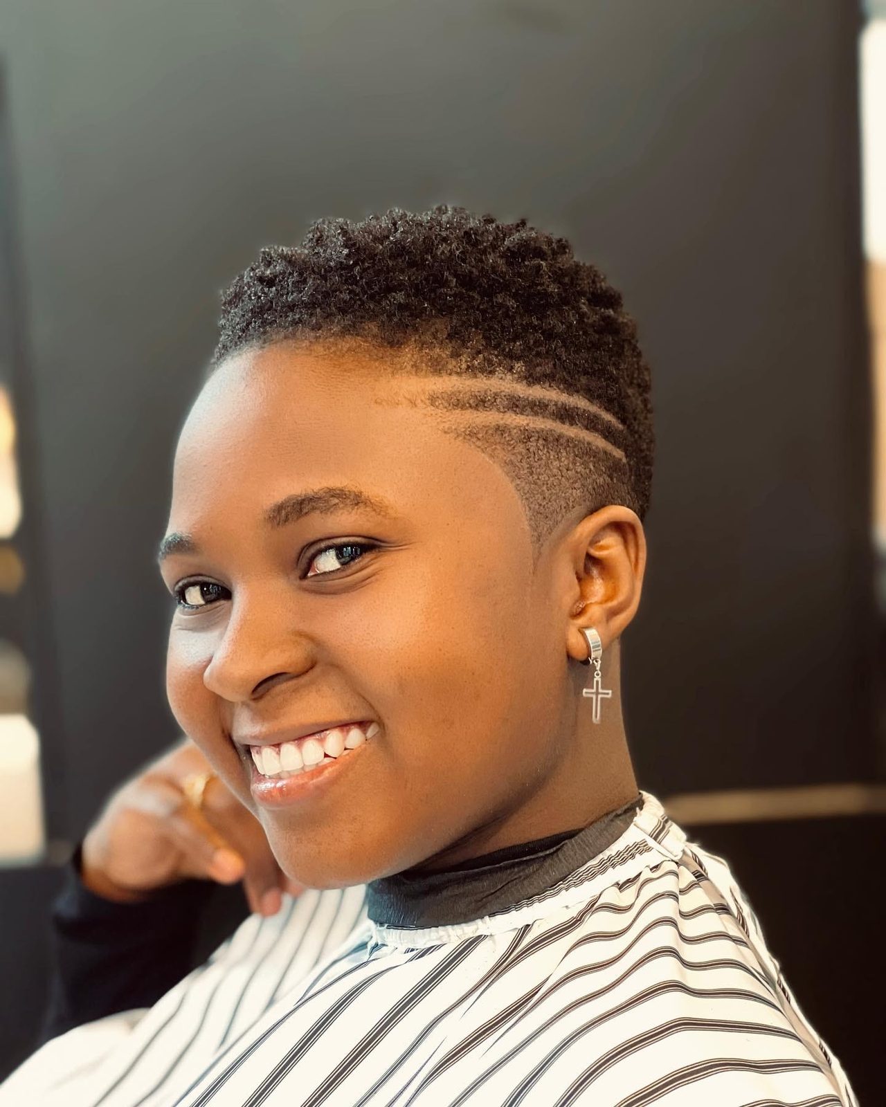 Shaved side with freestyle lines